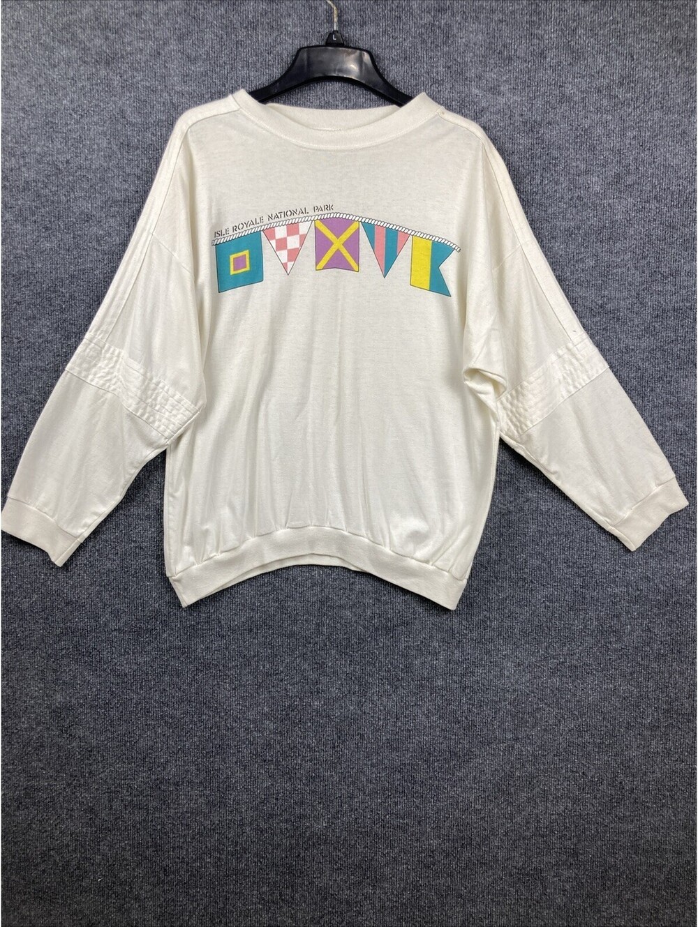 Vtg Textile Prints Isle Royale National Park Womens Size XL White L/S Shirt